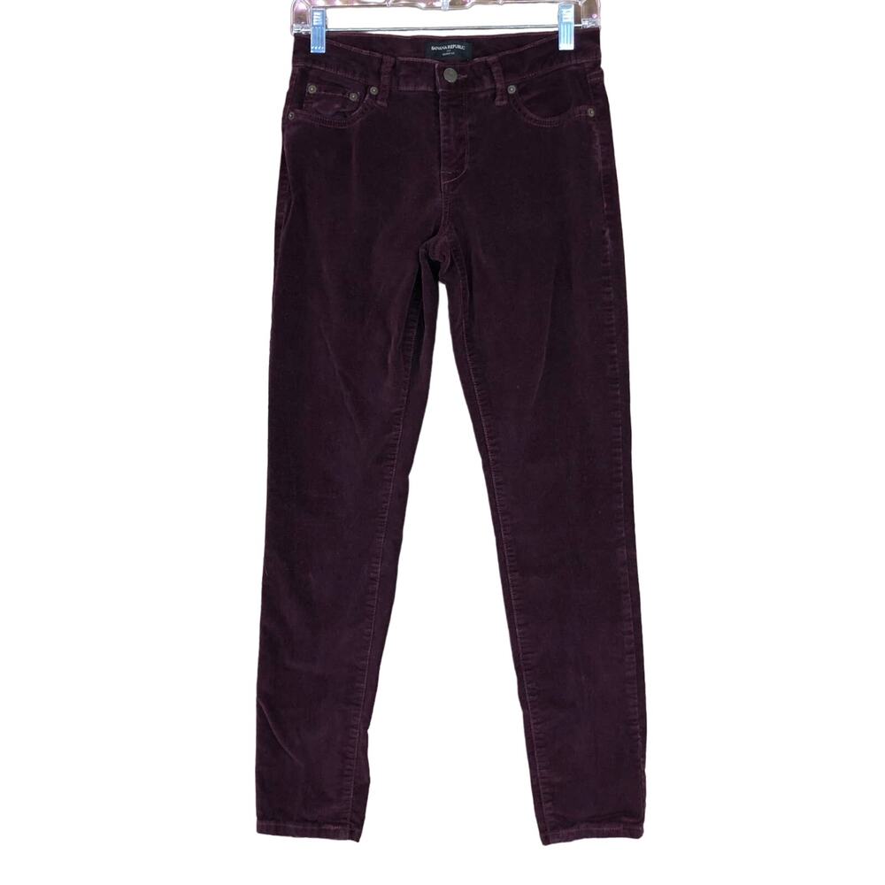 Banana Republic Womens Jeans Maroon Velvet Low Rise Skinny Fit Casual Wear 0R